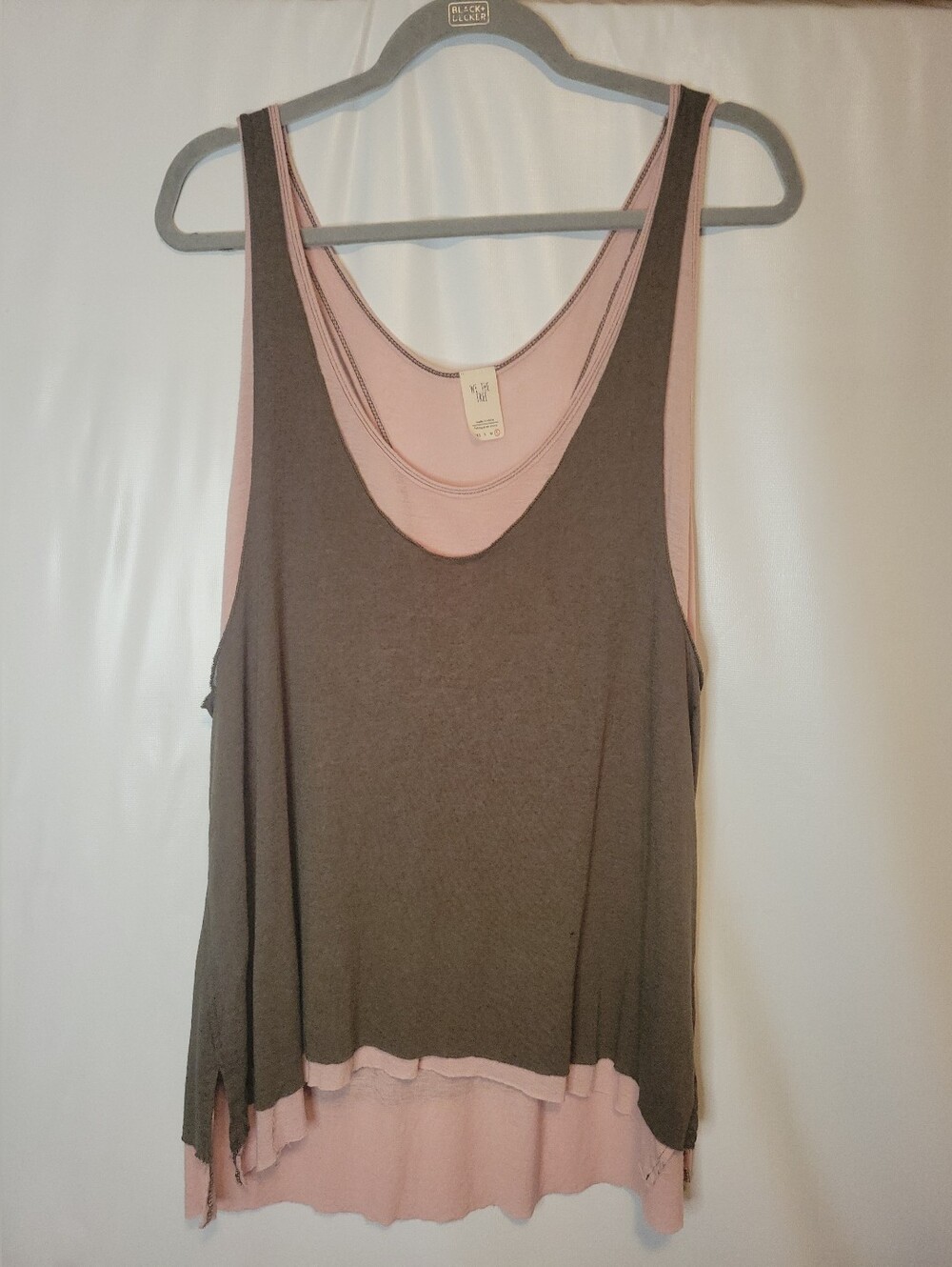 We The Free Layered Scoop Tank in Pink and Brown